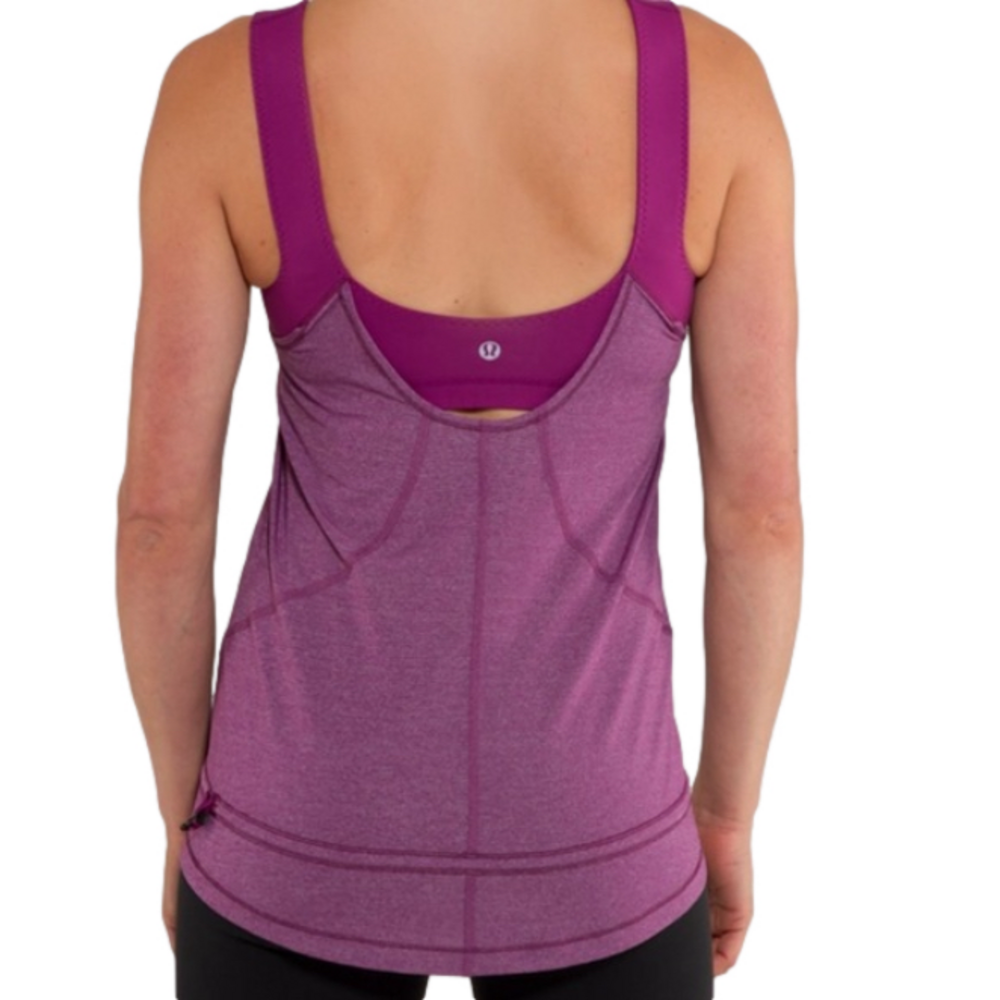 Lululemon Run For Your Life Bra Tank Top Heathered Dew Berry Purple Size 4
